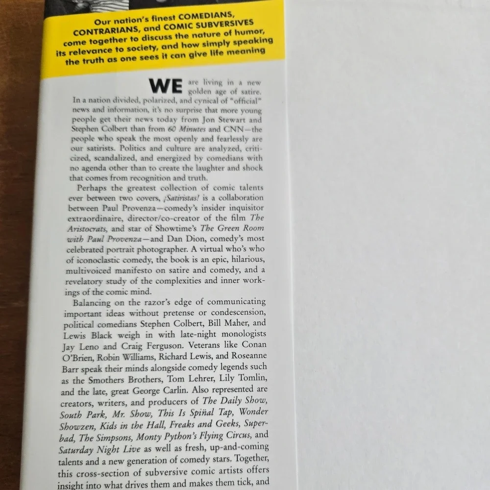HarperCollins Satiristas Paul Provenza‎ Dan Dion 1st Edition HCDJ Book
